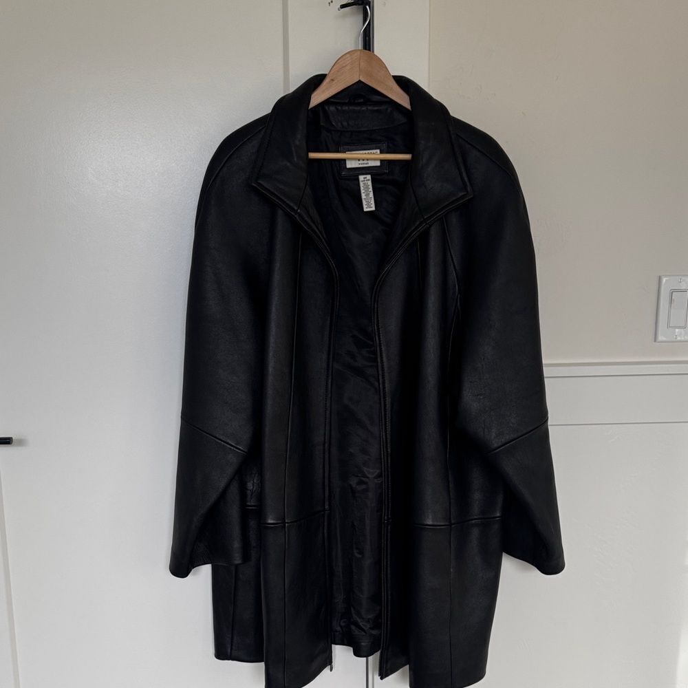 COVINGTON Women’s Black Genuine Leather Jacket Coat Zip Closure Size 3X (24-26)